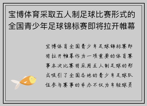宝博体育采取五人制足球比赛形式的全国青少年足球锦标赛即将拉开帷幕